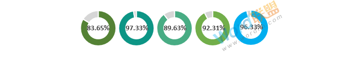 半年销售业绩完成比例分析精美圆环图表：Excel图表学习记