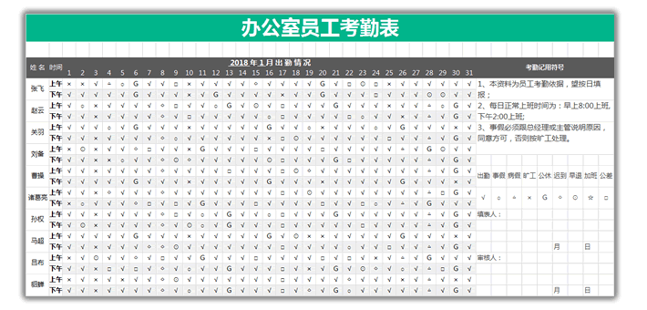 Excel利用统计函数COUNTIF 快速制作统计考勤表数据