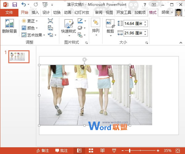 PowerPoint2013图片处理技巧：利用颜色对比来突出显示