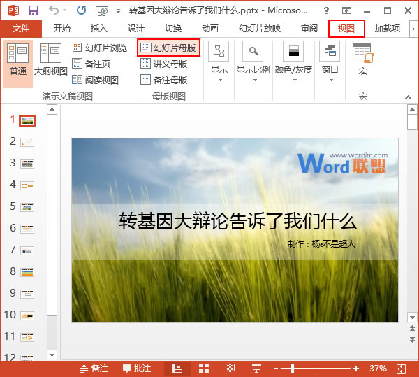 进入幻灯片母版视图